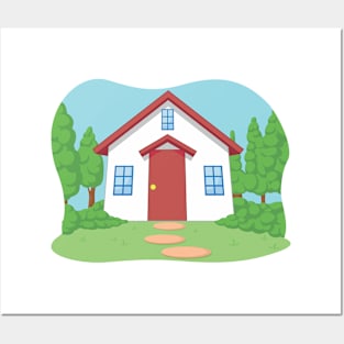 Cute Little House with Garden Posters and Art